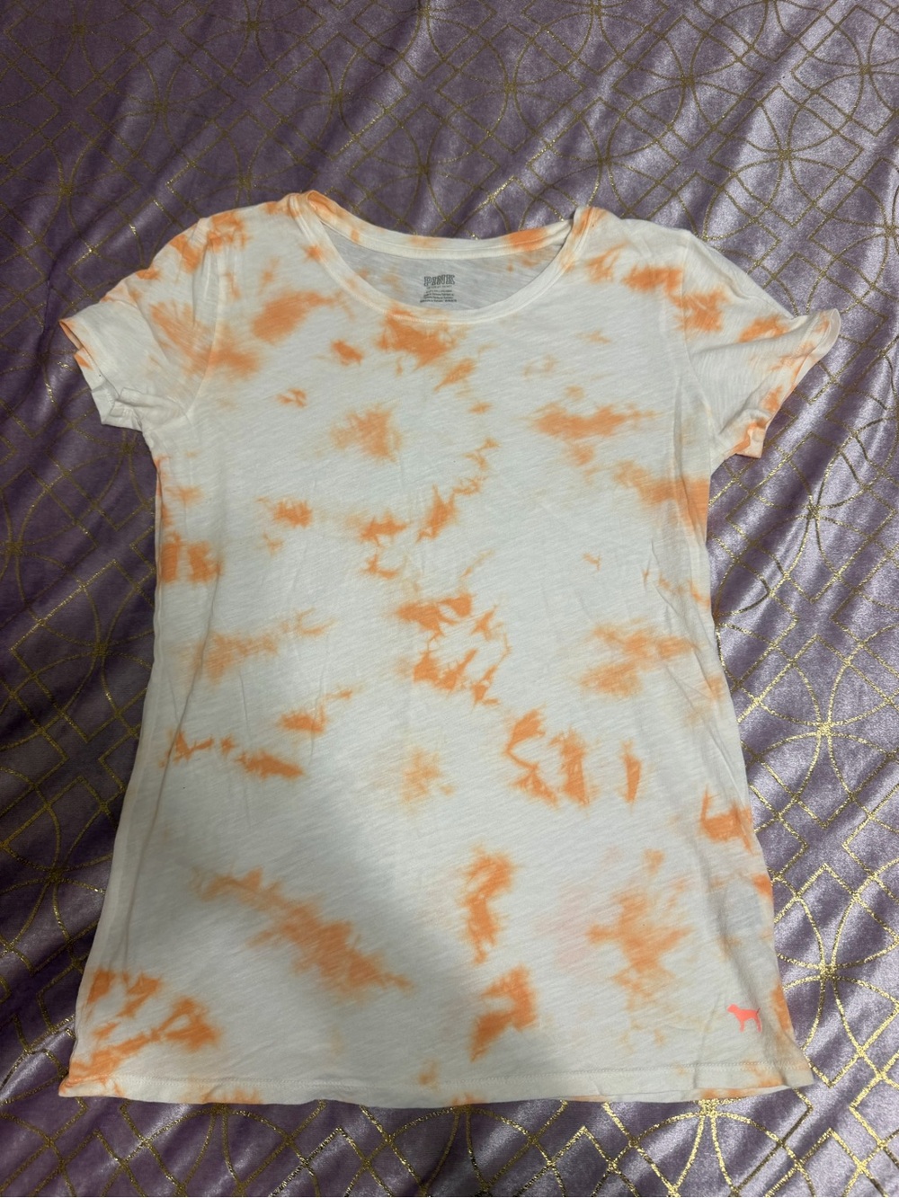 💥 WOMENS PINK Victorias Secret Orange Tie-Dye Crewneck